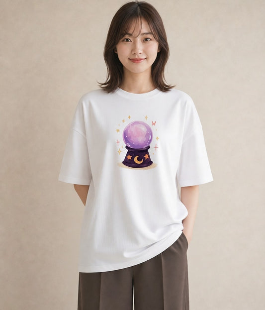 デザインTシャツ レディース 双子座 星空 宇宙 イラスト シック カフェ服 クリスマス 白T YMAZO