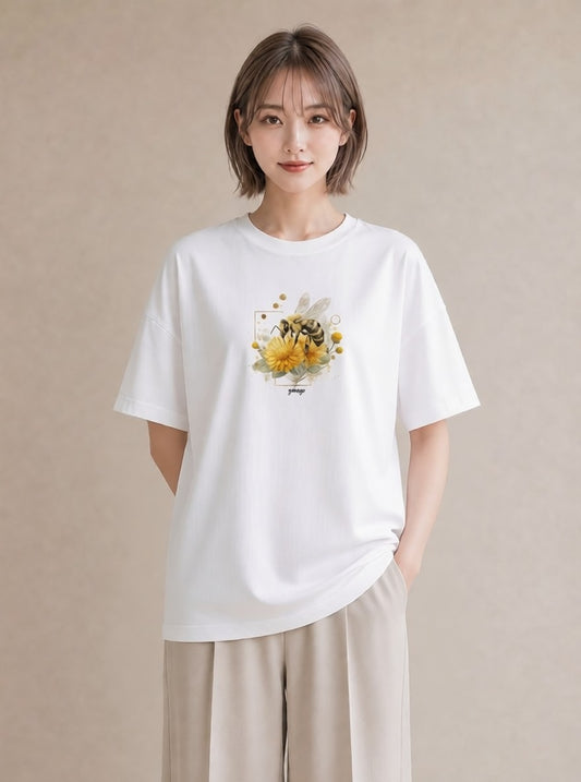 グラフィックTシャツ レディース みつばち 昆虫 虫 イラスト きれいめ おしゃれギフト 社会人 白T