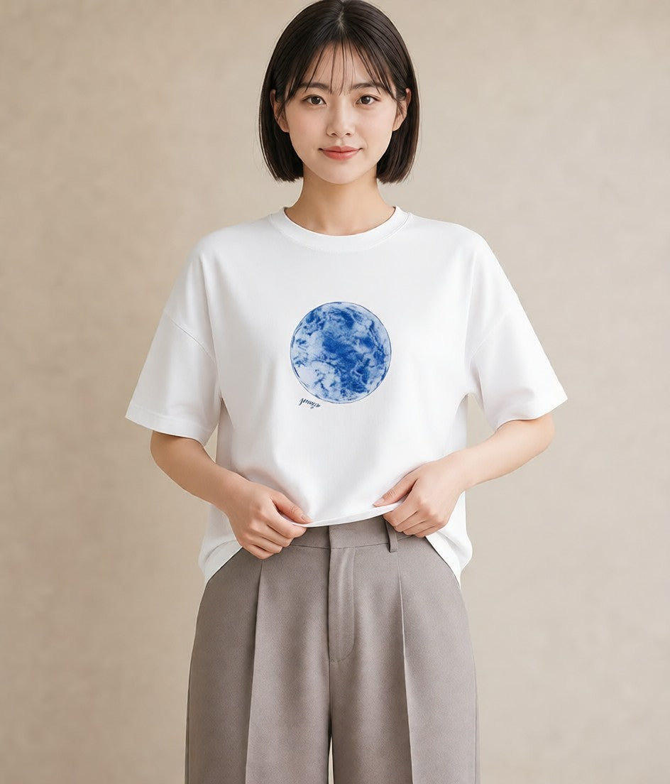 プリントTシャツ レディース 魚座 星空 宇宙 イラスト 旅行コーデ 夏コーデ 通学 白T YMAZO