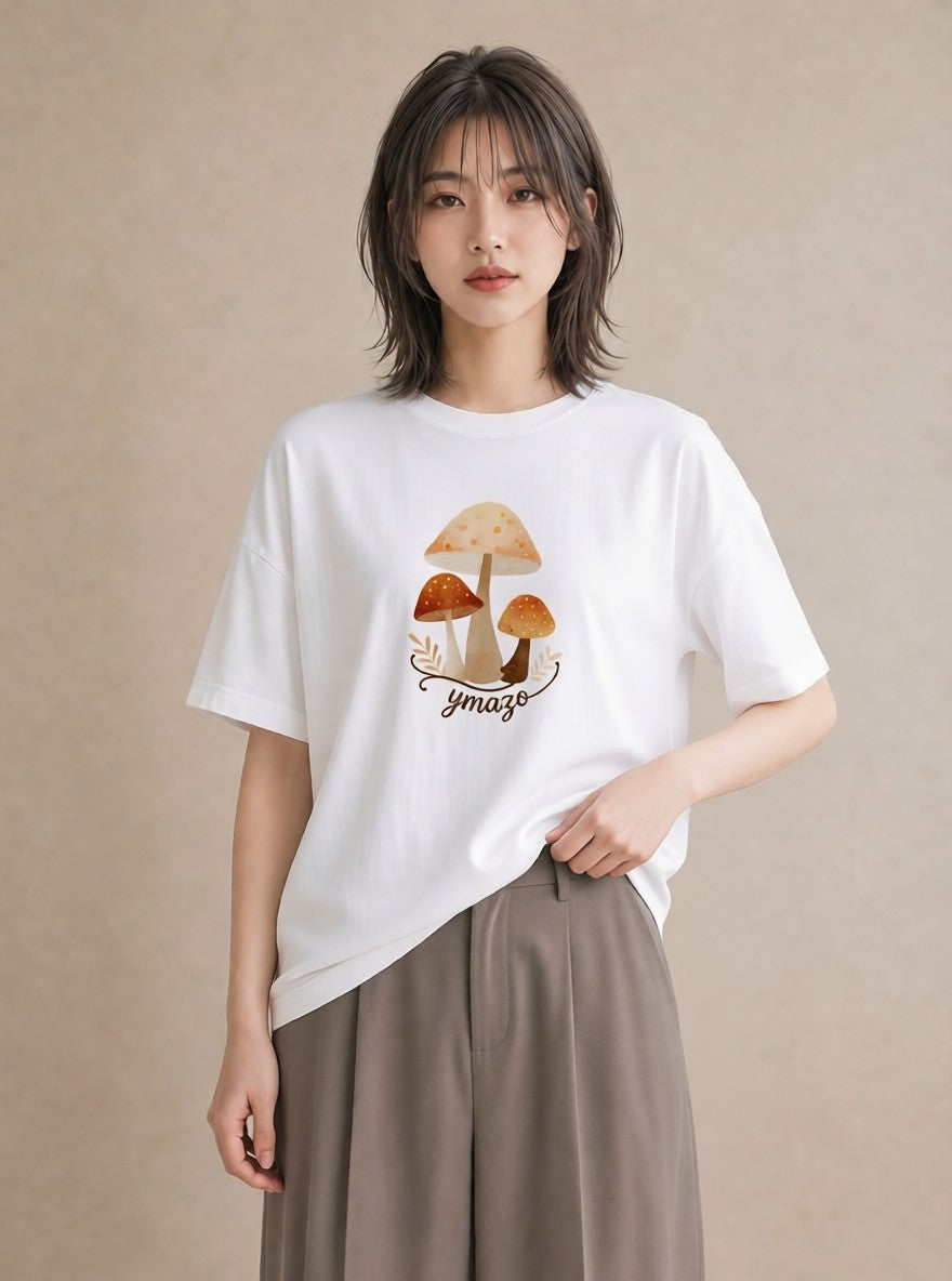 デザインTシャツ レディース どんぐり 植物 ボタニカル イラスト ゆるかわ 秋コーデ おしゃれギフト 白T YMAZO