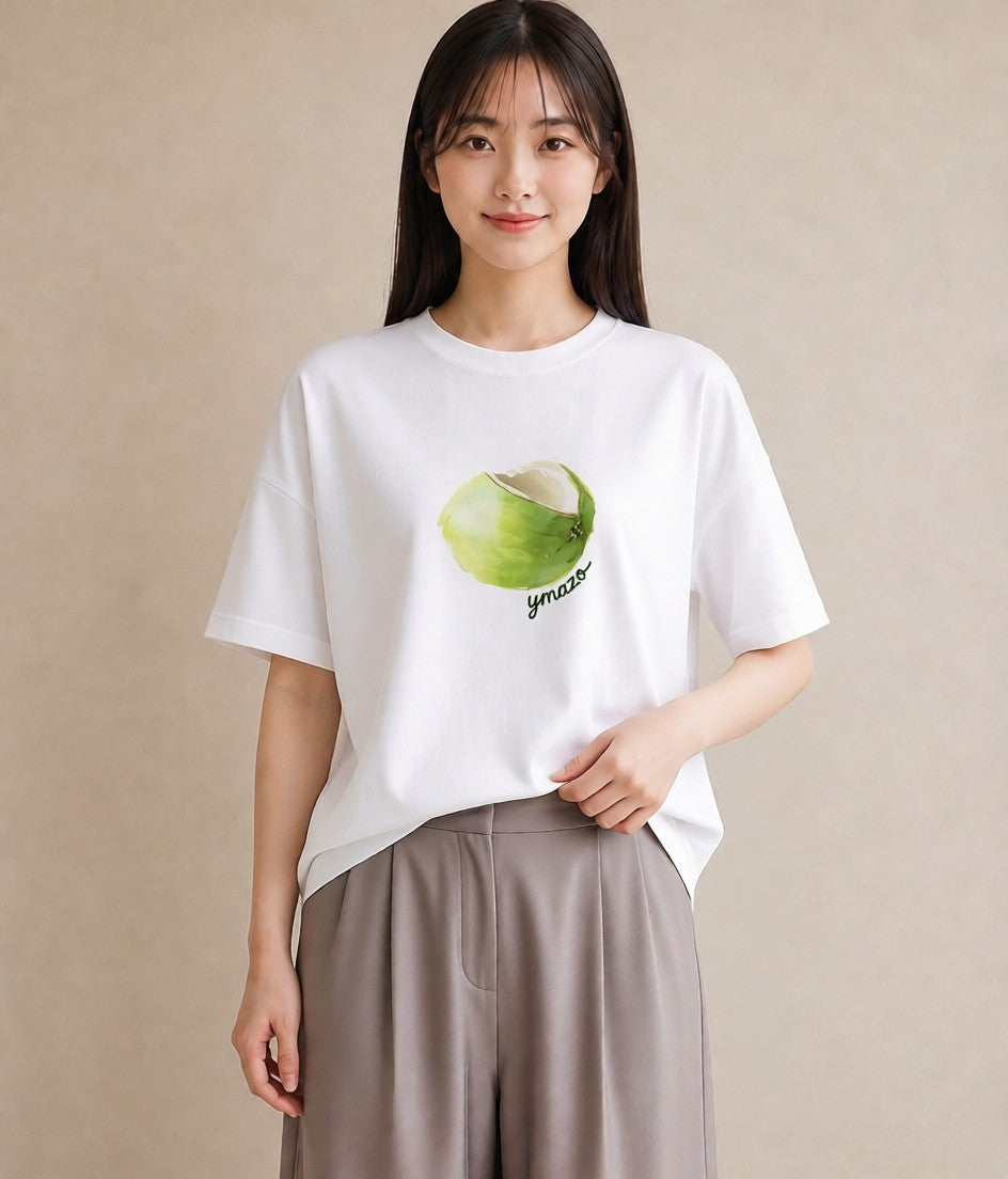 デザインTシャツ レディース パイナップル 食べ物 フード イラスト 線画 女子会 お揃い 白T YMAZO