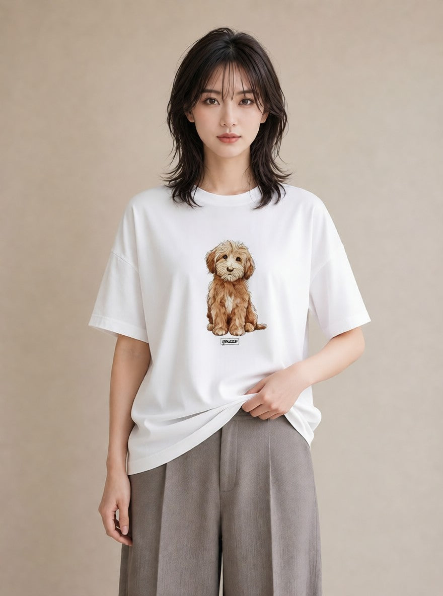 半袖Tシャツ レディース わんこ 犬 いぬ イラスト ガーリー 旅行 母娘コーデ 白T YMAZO
