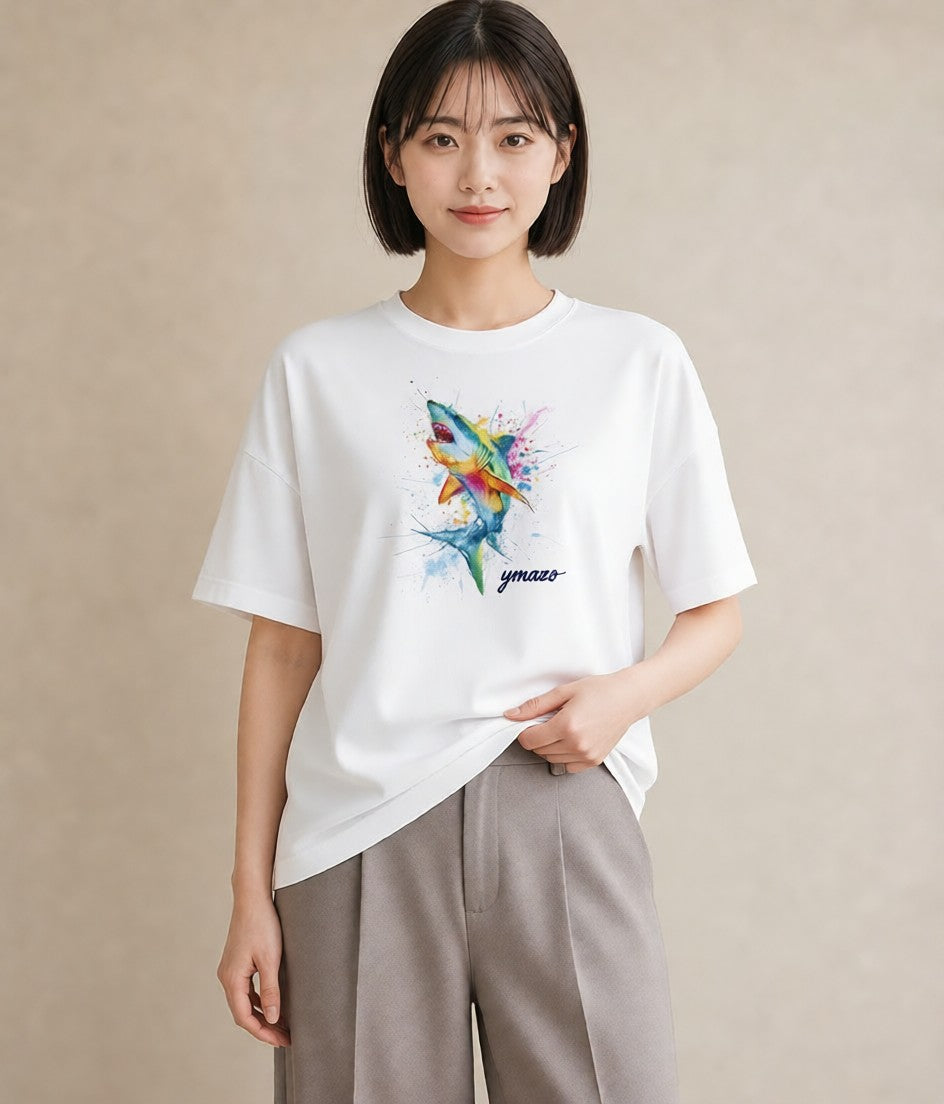 グラフィックTシャツ レディース グッピー ペット 動物 イラスト 普段使い ラフ レイヤード 白T YMAZO