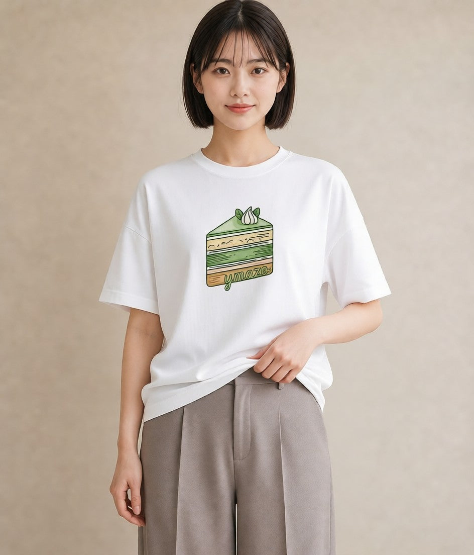 グラフィックTシャツ レディース プリン 食べ物 フード イラスト 普段着 週末コーデ 白T YMAZO