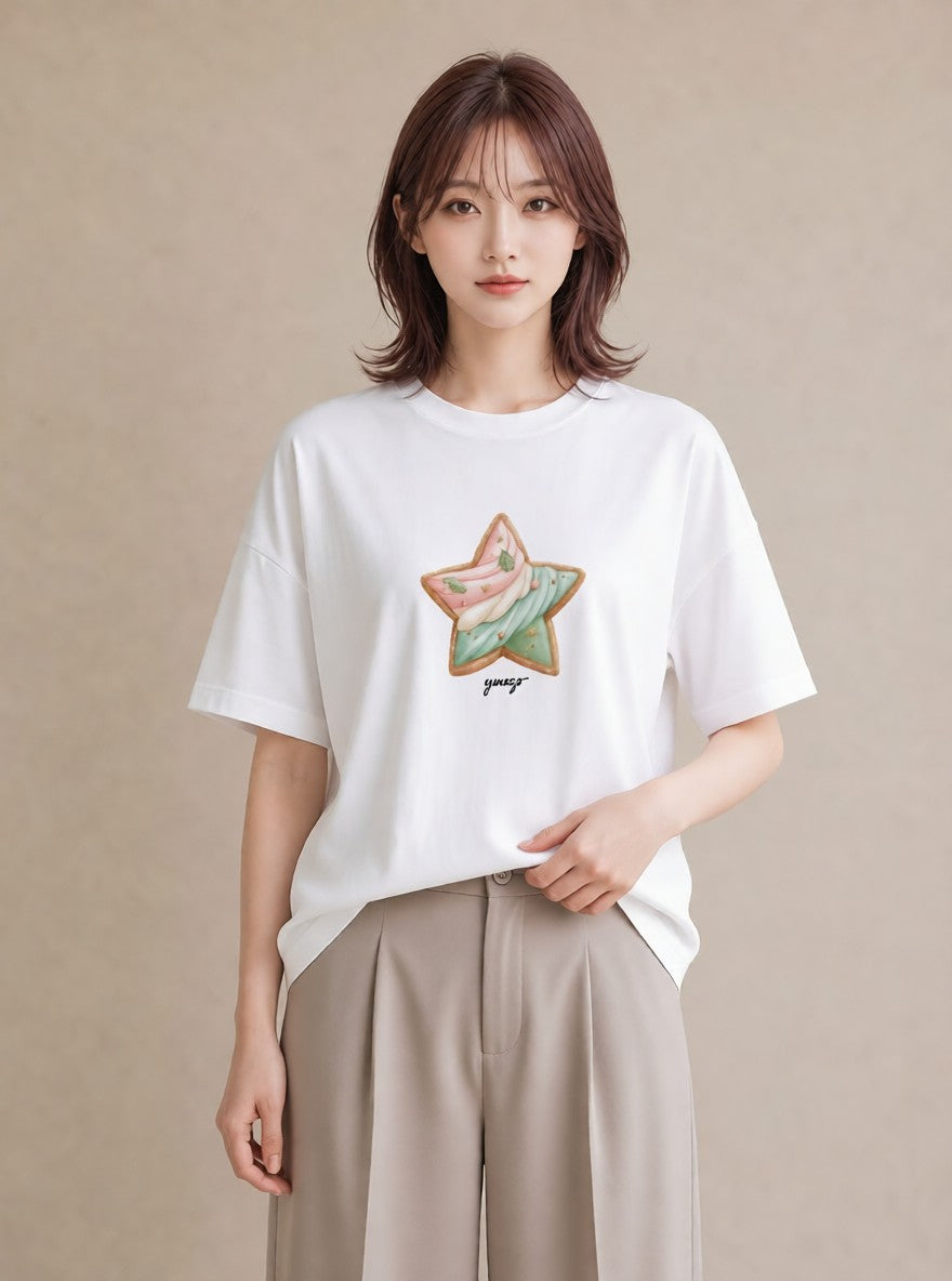 Tシャツ レディース マフィン 食べ物 フード イラスト こなれ感 女子会 お揃い 白T YMAZO