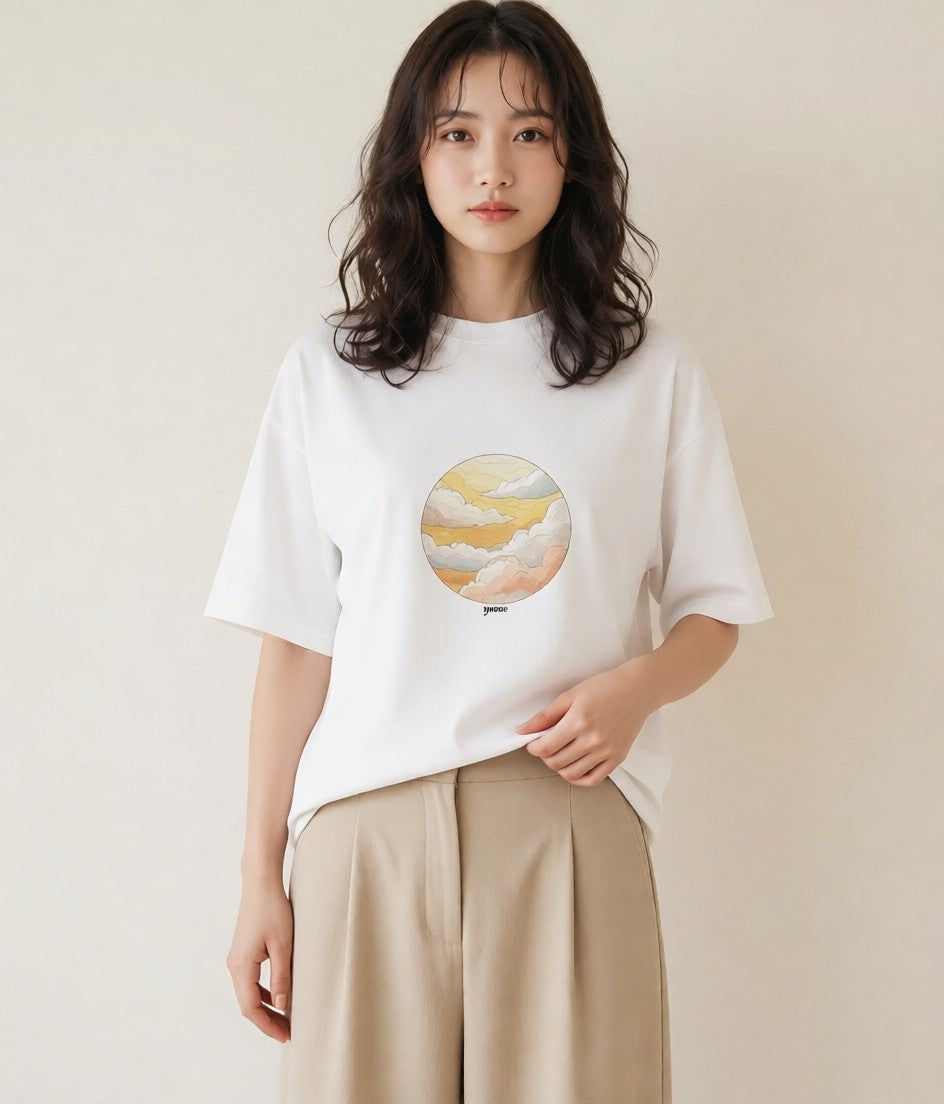 Tシャツ レディース プラネット 星空 宇宙 イラスト ラフ レイヤード 白T YMAZO