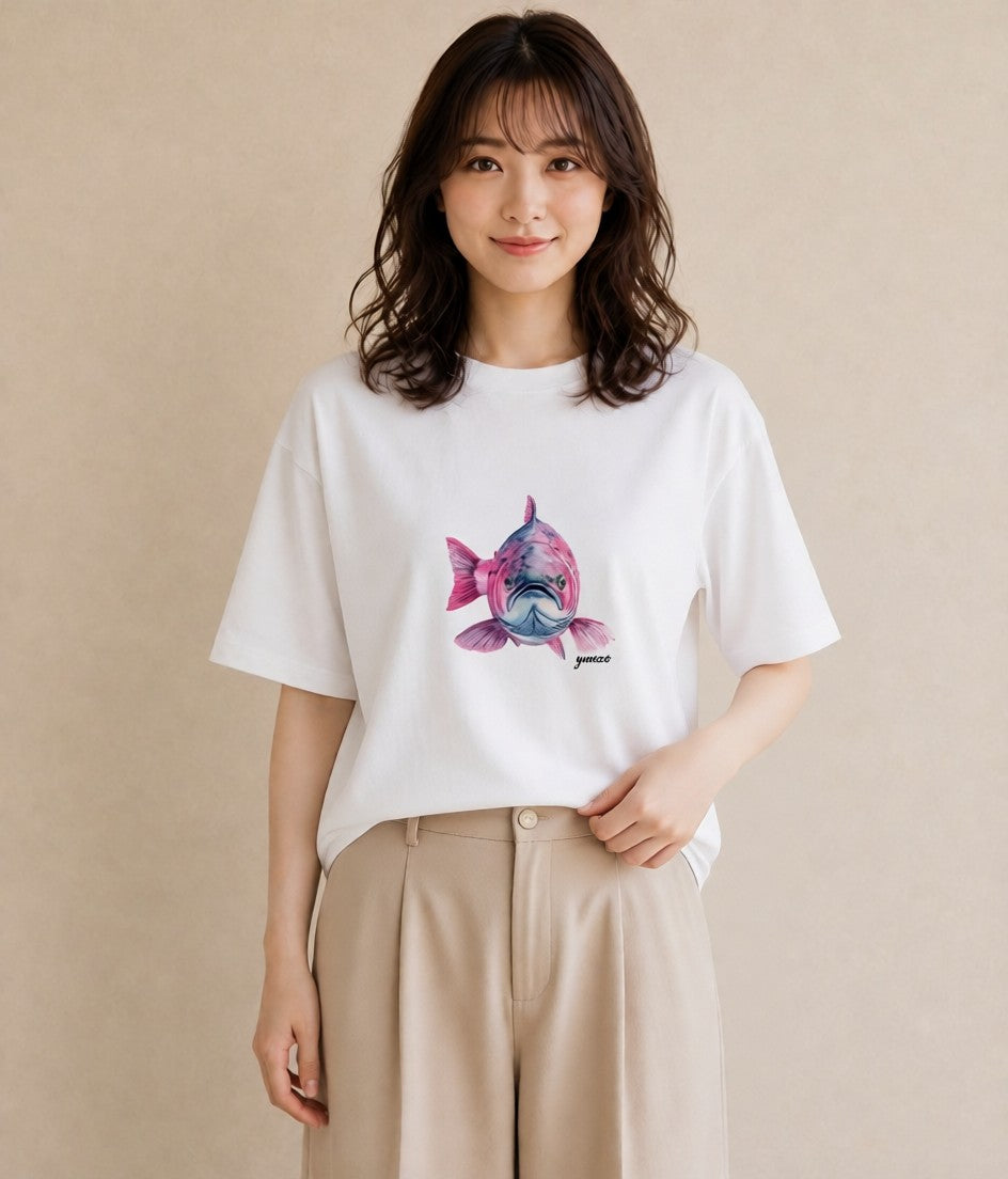Tシャツ レディース ベタ ペット 動物 イラスト 抜け感 ママ カフェ服 白T YMAZO