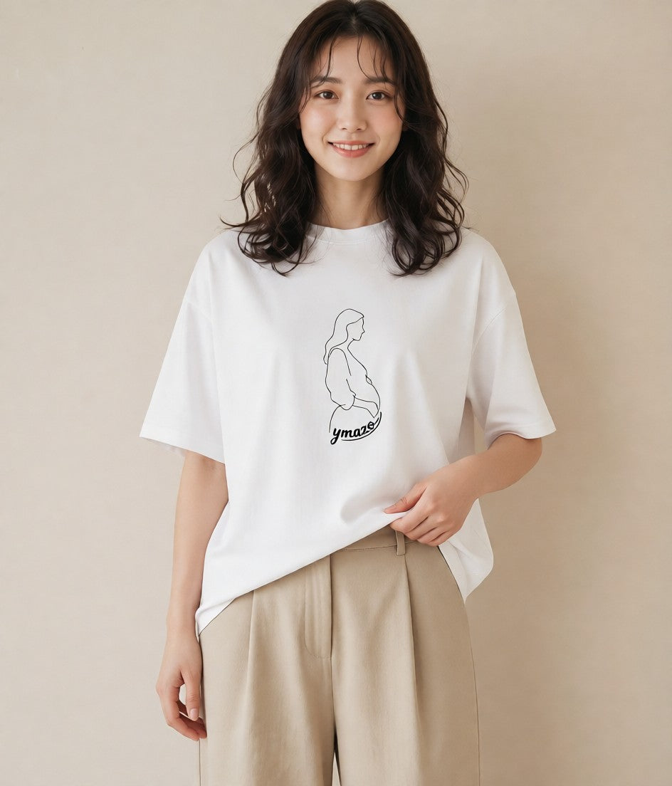 デザインTシャツ レディース 女の子 ガール 後ろ姿 イラスト 秋コーデ おしゃれギフト 白T YMAZO