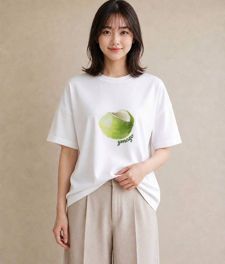 グラフィックTシャツ レディース おにぎり 食べ物 フード イラスト 韓国風 親子 20代 白T YMAZO