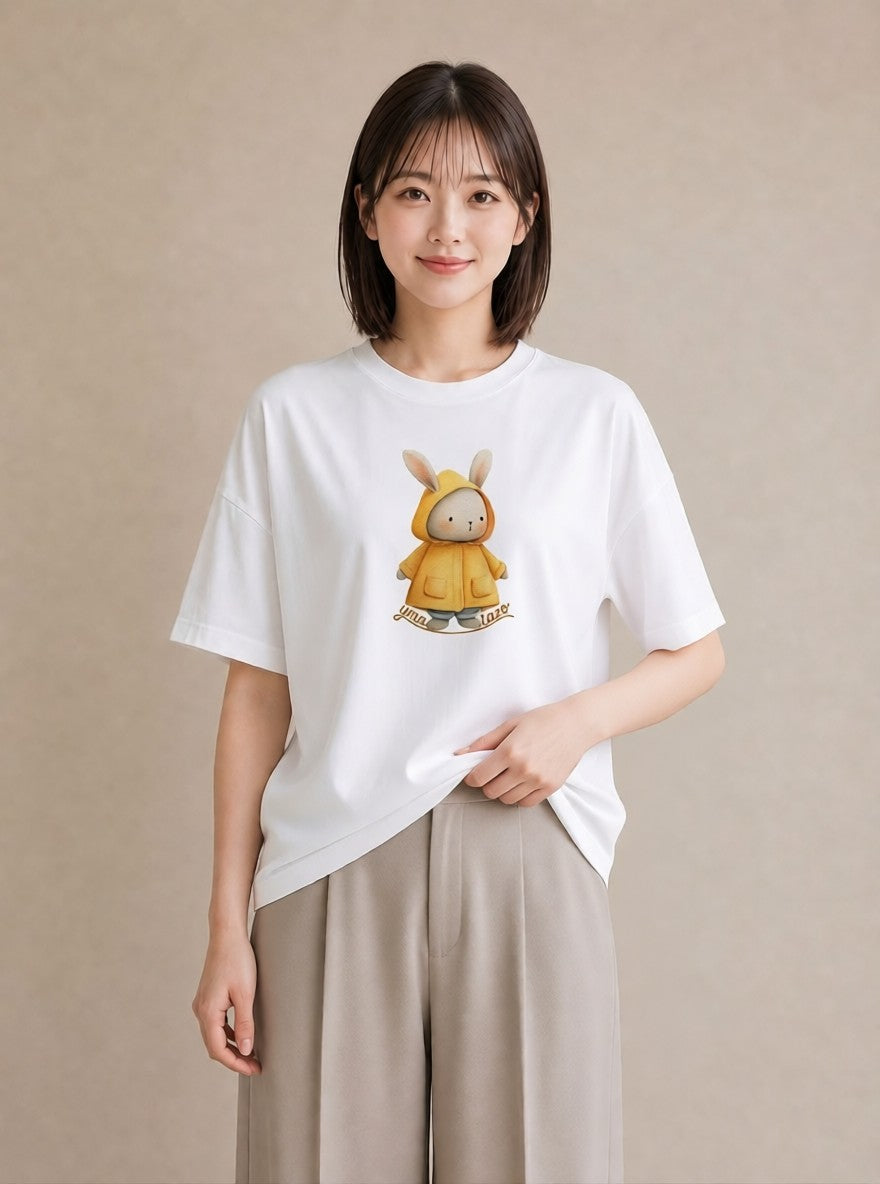Tシャツ レディース うさちゃん ペット 動物 イラスト シック レイヤード 友達ギフト 白T YMAZO