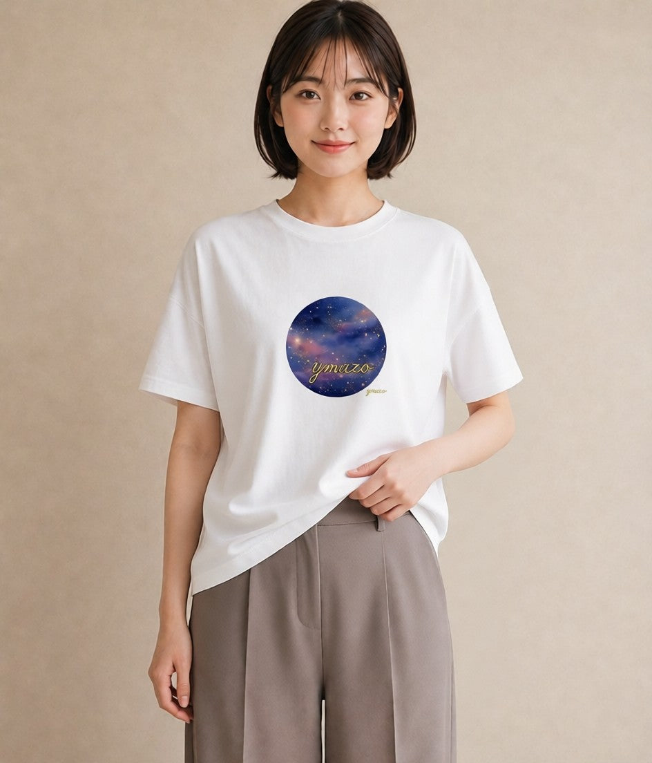 デザインTシャツ レディース 蠍座 星空 宇宙 イラスト ユニーク ペアコーデ 秋コーデ 白T YMAZO