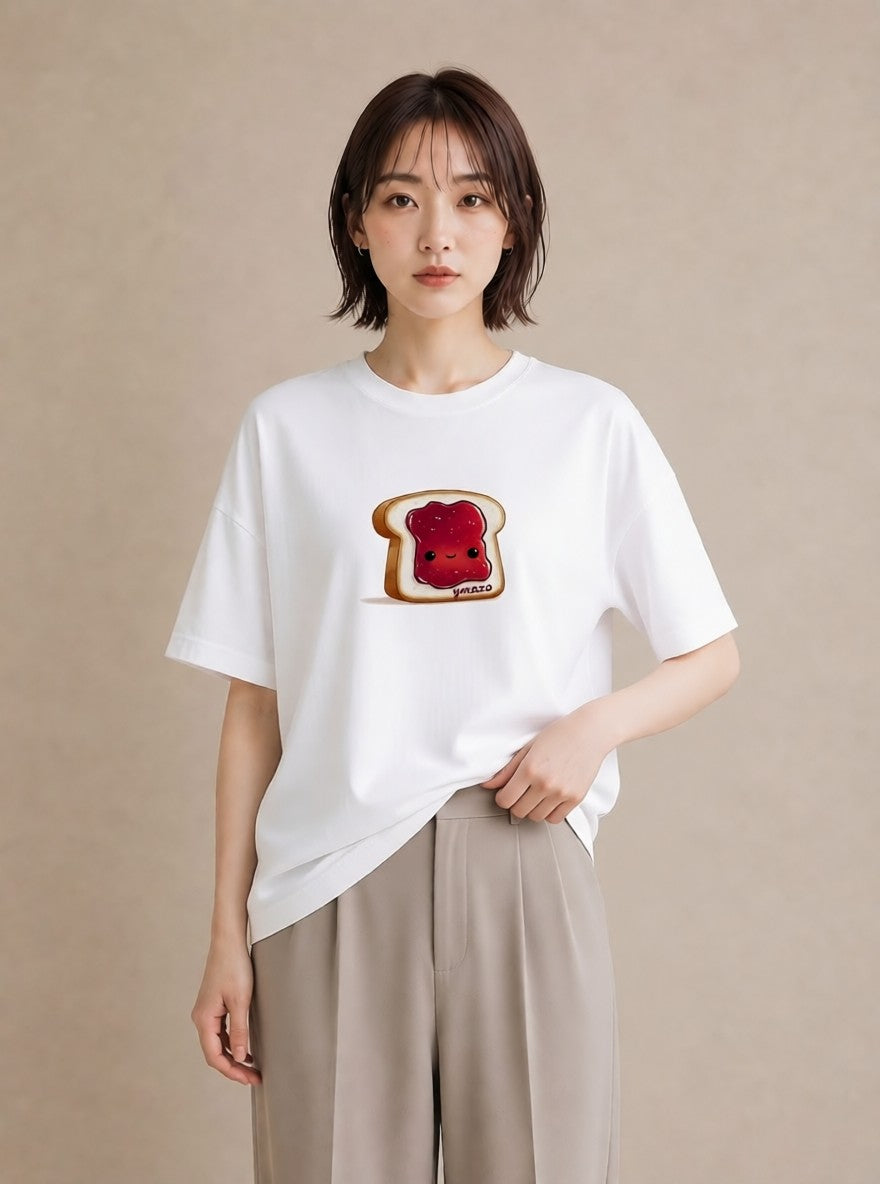 プリントTシャツ レディース 食パン 食べ物 フード イラスト 北欧風 ホワイトデー 春服 白T YMAZO