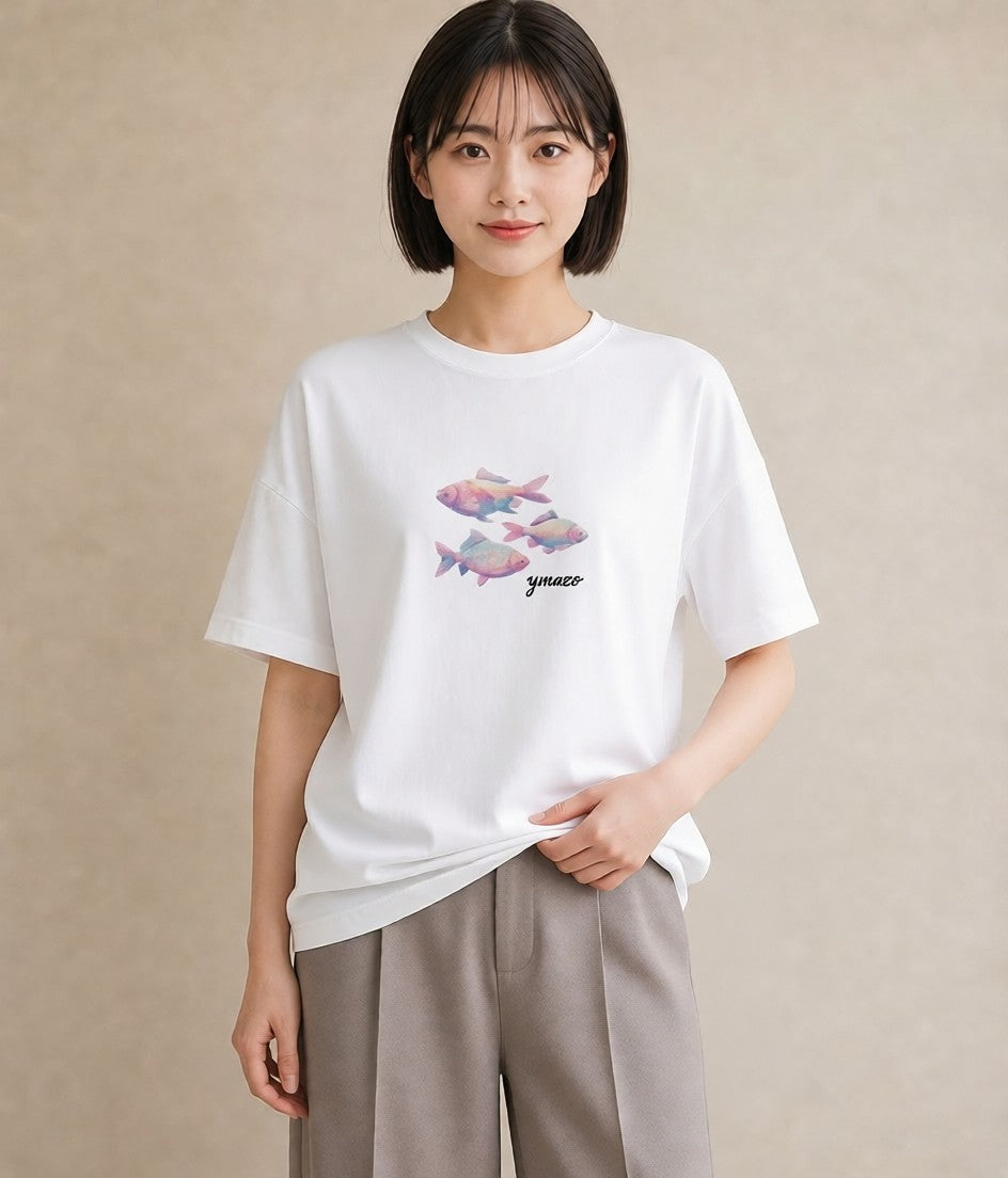 半袖Tシャツ レディース マンボウ 海の生き物 海 イラスト ユニーク 週末コーデ 敬老の日 白T YMAZO