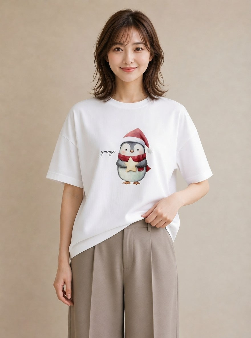 グラフィックTシャツ レディース コウテイペンギン 動物 アニマル イラスト ボタニカル デート 帰省 白T YMAZO