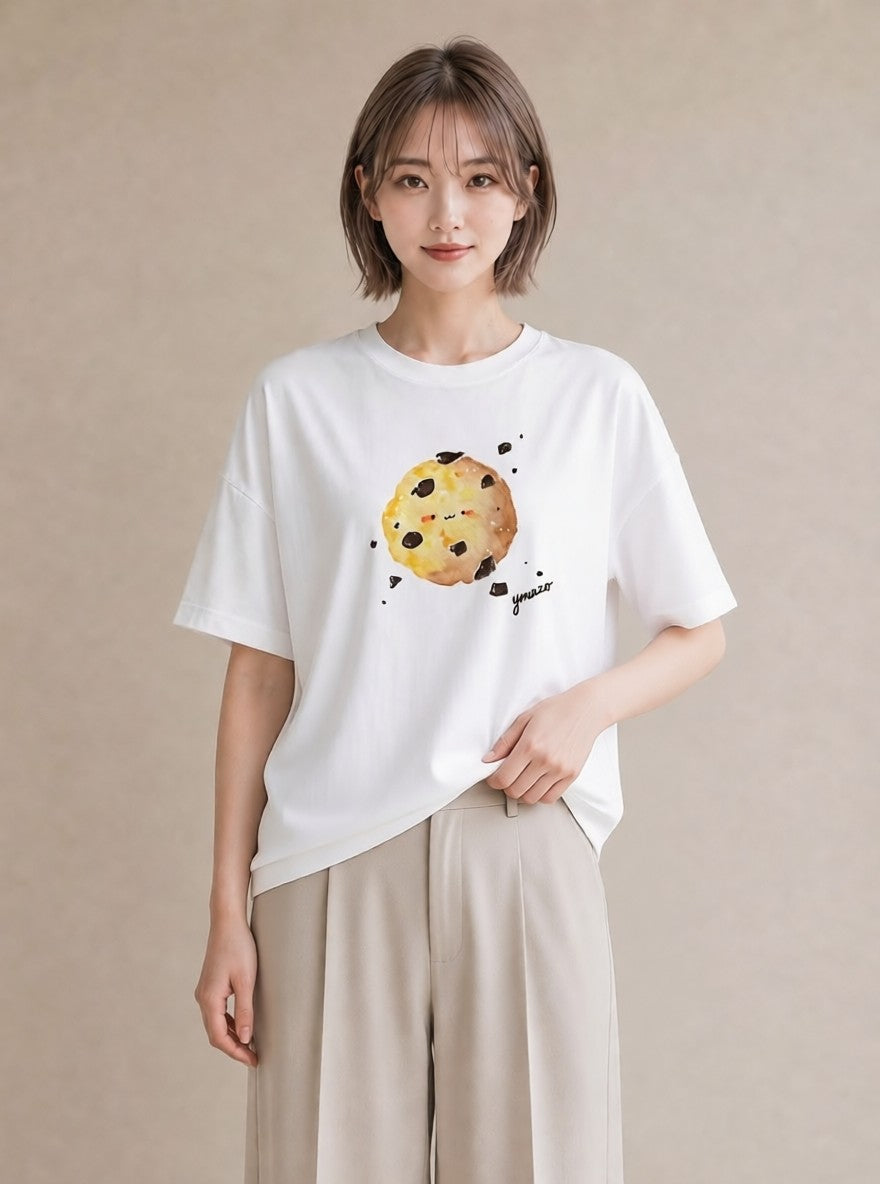 半袖Tシャツ レディース クッキー 食べ物 フード イラスト 普段使い 女子会 お揃い 白T YMAZO