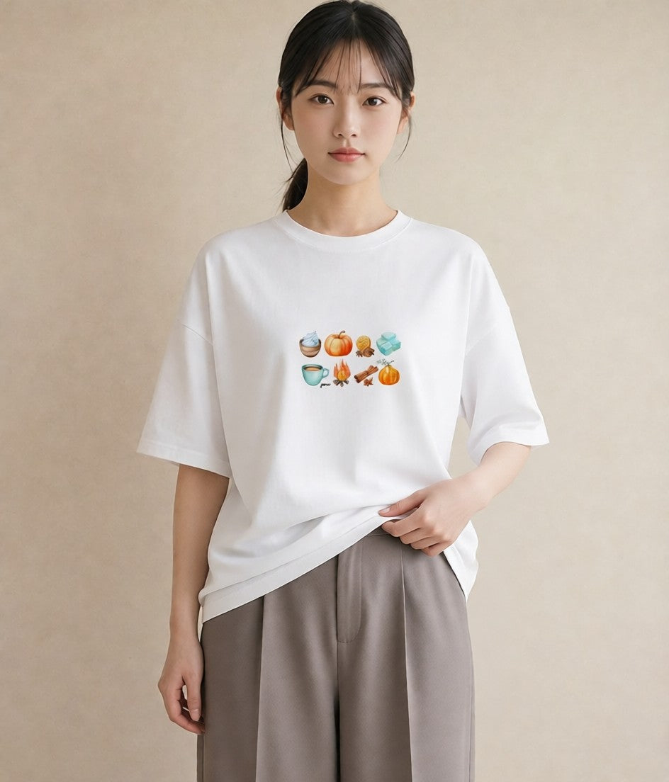 プリントTシャツ レディース 実り 植物 ボタニカル イラスト 個性的 カフェ服 クリスマス 白T YMAZO