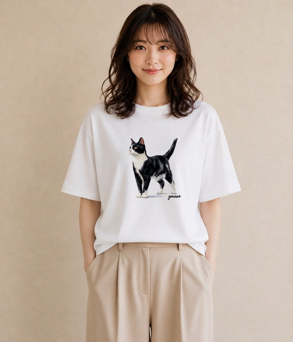 Tシャツ レディース アビシニアン 猫 ねこ イラスト ラフカジュアル 春コーデ 姉妹 白T YMAZO