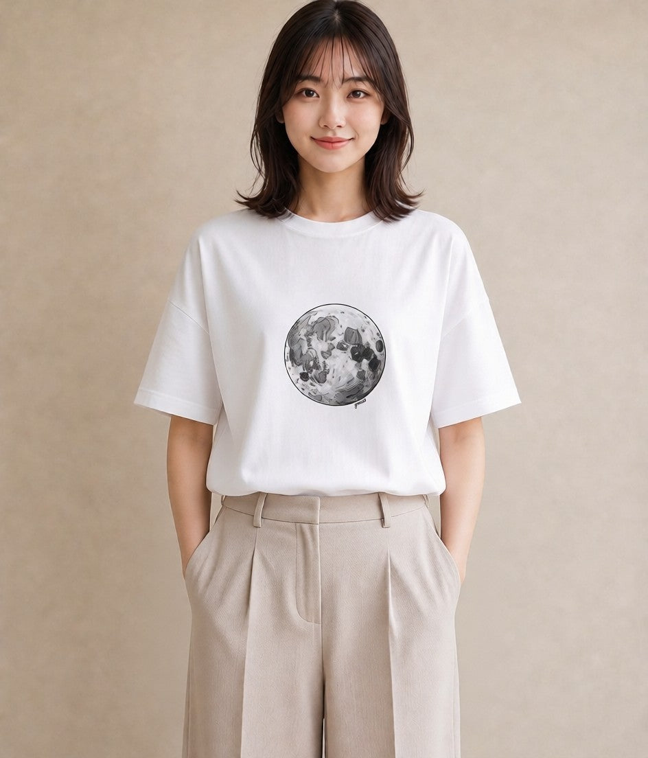 プリントTシャツ レディース 星空 宇宙 イラスト 淡色 社会人 女性 白T YMAZO