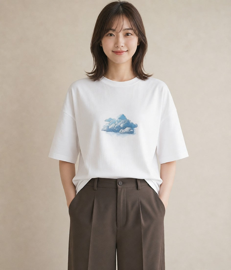 グラフィックTシャツ レディース 空 星空 宇宙 イラスト 線画 週末コーデ 敬老の日 白T YMAZO