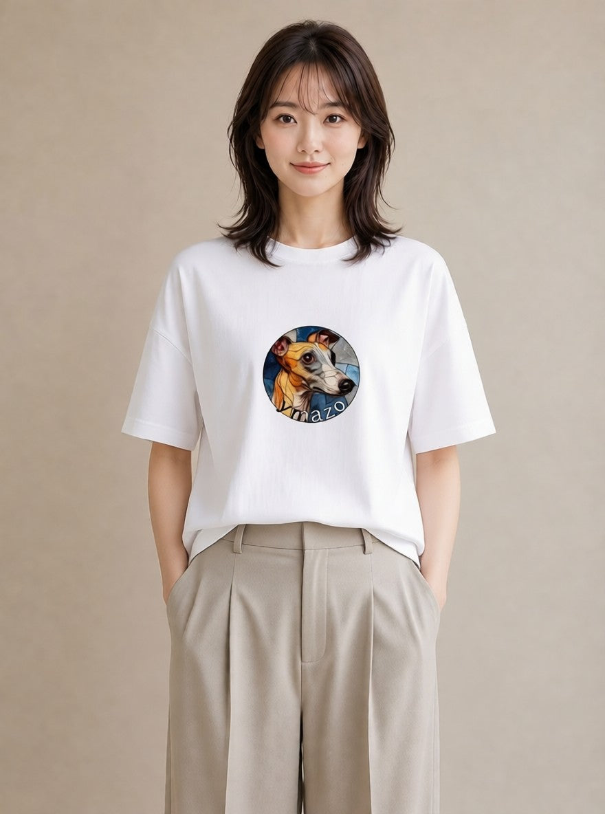 グラフィックTシャツ レディース イタリアングレーハウンド 犬 いぬ イラスト 線画 社会人 女性 白T YMAZO