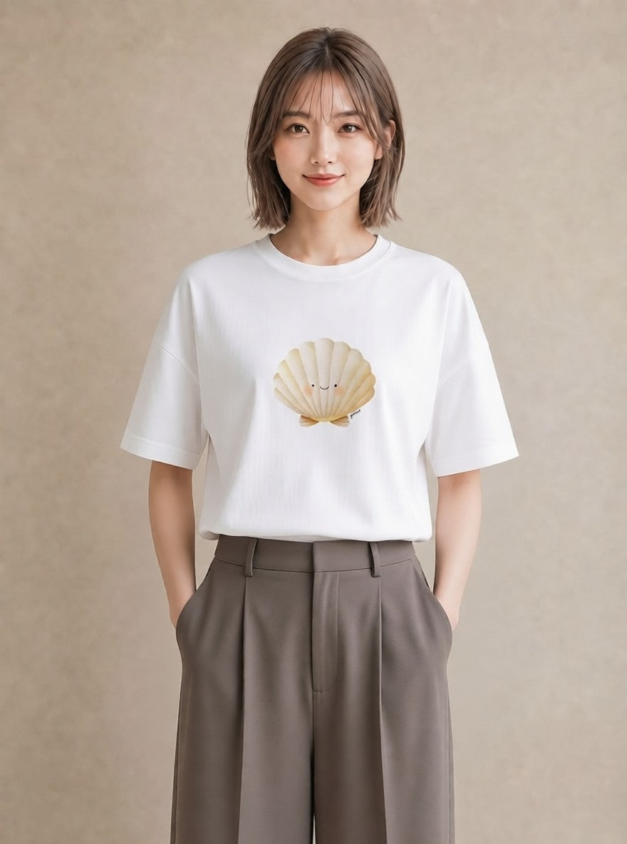 Tシャツ レディース 人魚 海の生き物 海 イラスト 個性的 休日 ペアコーデ 白T YMAZO