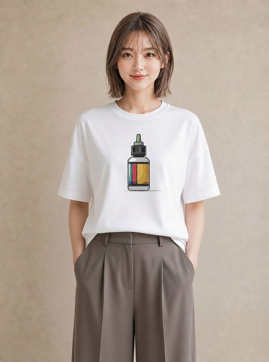 プリントTシャツ レディース ミルク 食べ物 フード イラスト ナチュラル 買い物 夏コーデ 白T YMAZO
