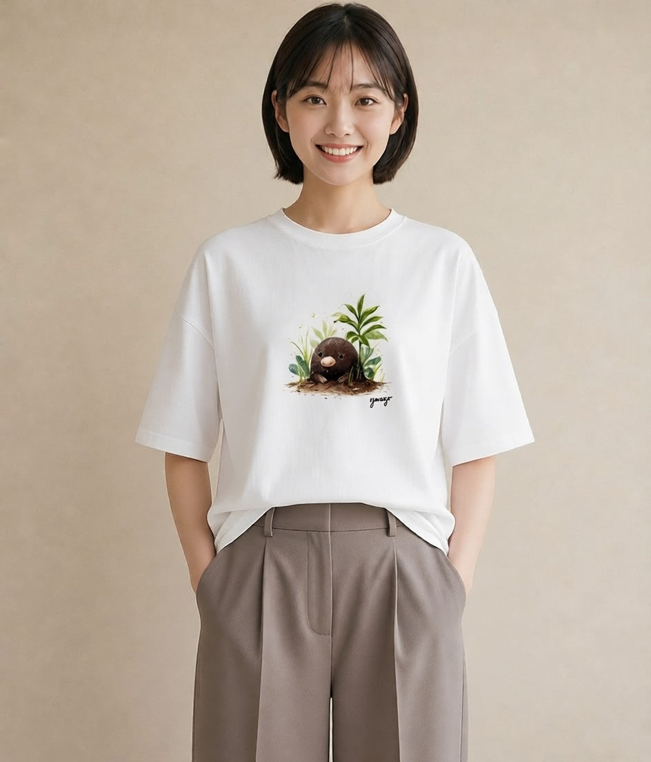 半袖Tシャツ レディース チンアナゴ 海の生き物 海 イラスト お洒落 ルームウェア ギフト 白T YMAZO