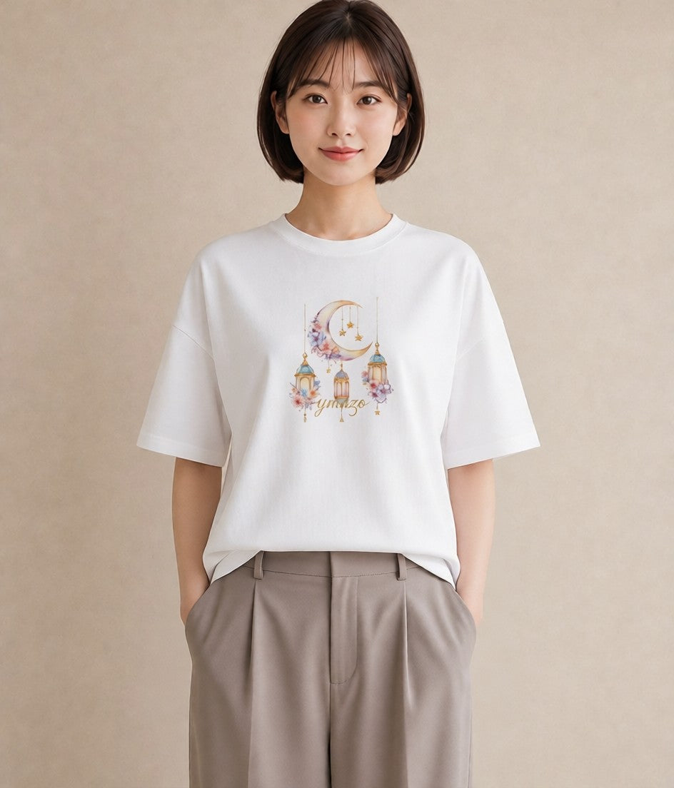 デザインTシャツ レディース 星空 宇宙 イラスト ゆるかわ レイヤード 友達ギフト 白T YMAZO