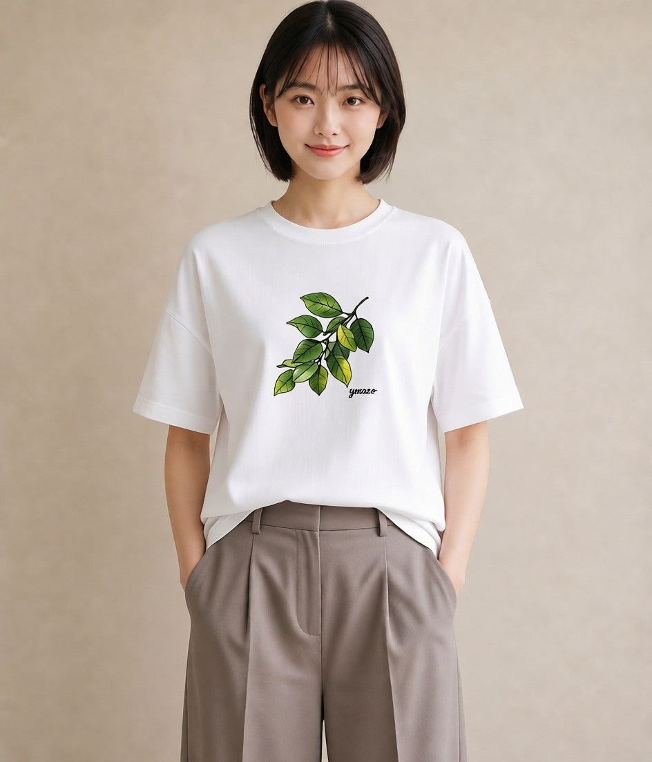 半袖Tシャツ レディース 金木犀 花 花柄 イラスト シンプル 女性 旅行用 白T