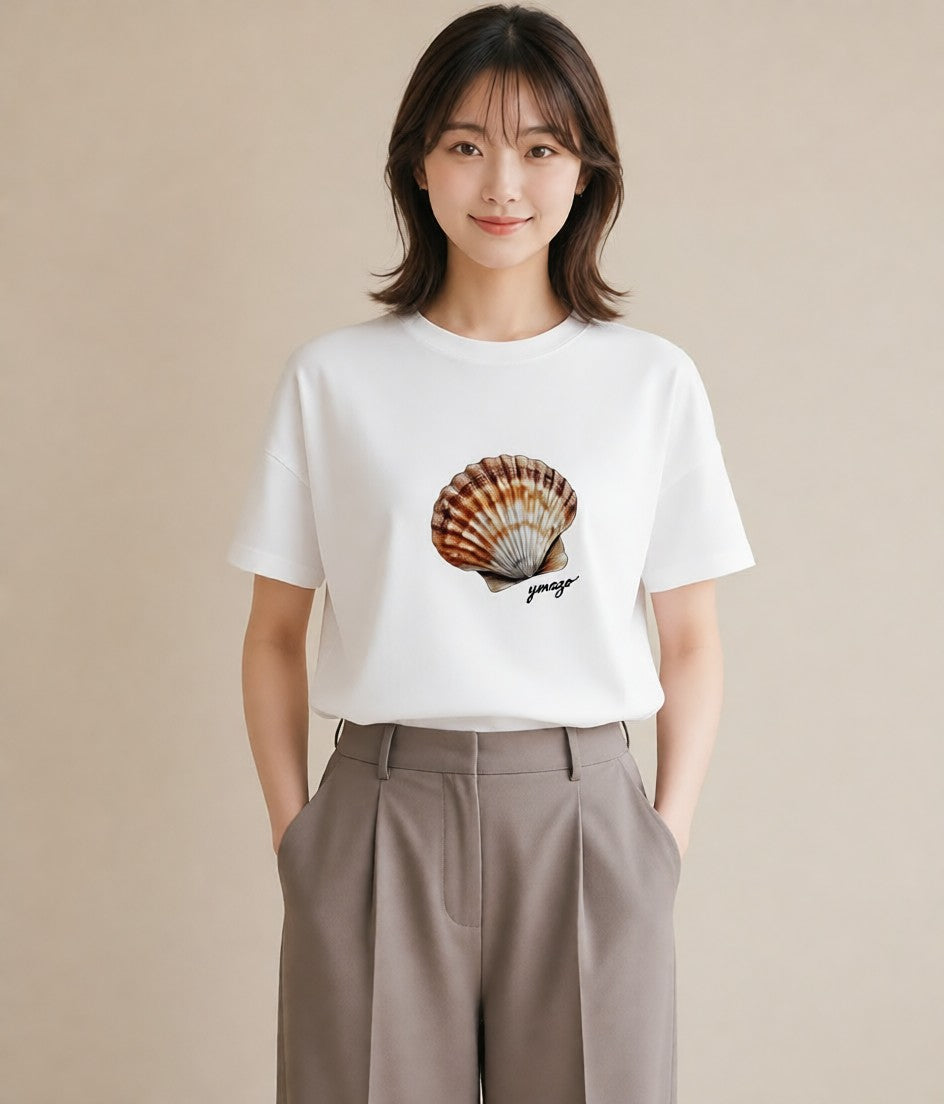 Tシャツ レディース ヤドカリ 海の生き物 海 イラスト ニュアンス レイヤード 友達ギフト 白T YMAZO