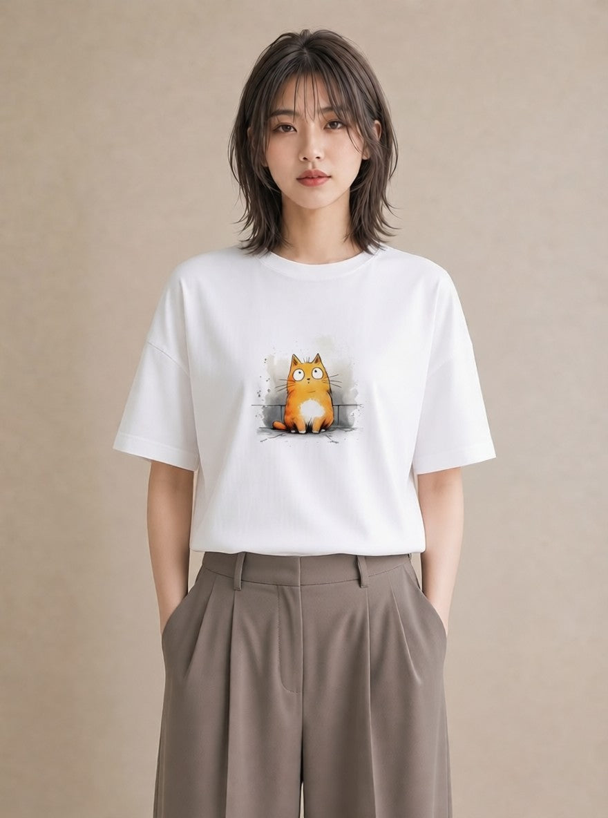 半袖Tシャツ レディース マンチカン 猫 ねこ イラスト ユニーク 春コーデ 姉妹 白T YMAZO