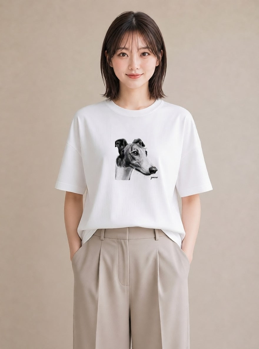 Tシャツ レディース イタリアングレーハウンド 犬 いぬ イラスト ポップ 敬老の日 ホワイトデー 白T YMAZO