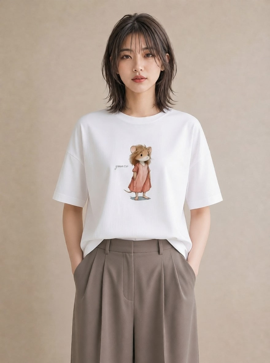 グラフィックTシャツ レディース ロボロフスキー ペット 動物 イラスト ポップ ホワイトデー 春服 白T YMAZO