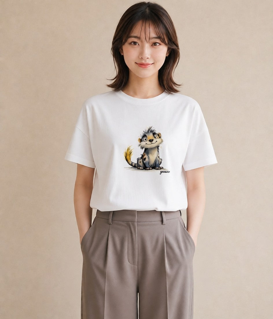 Tシャツ レディース レオパ ペット 動物 イラスト 水彩風 母娘コーデ 自分用 白T YMAZO