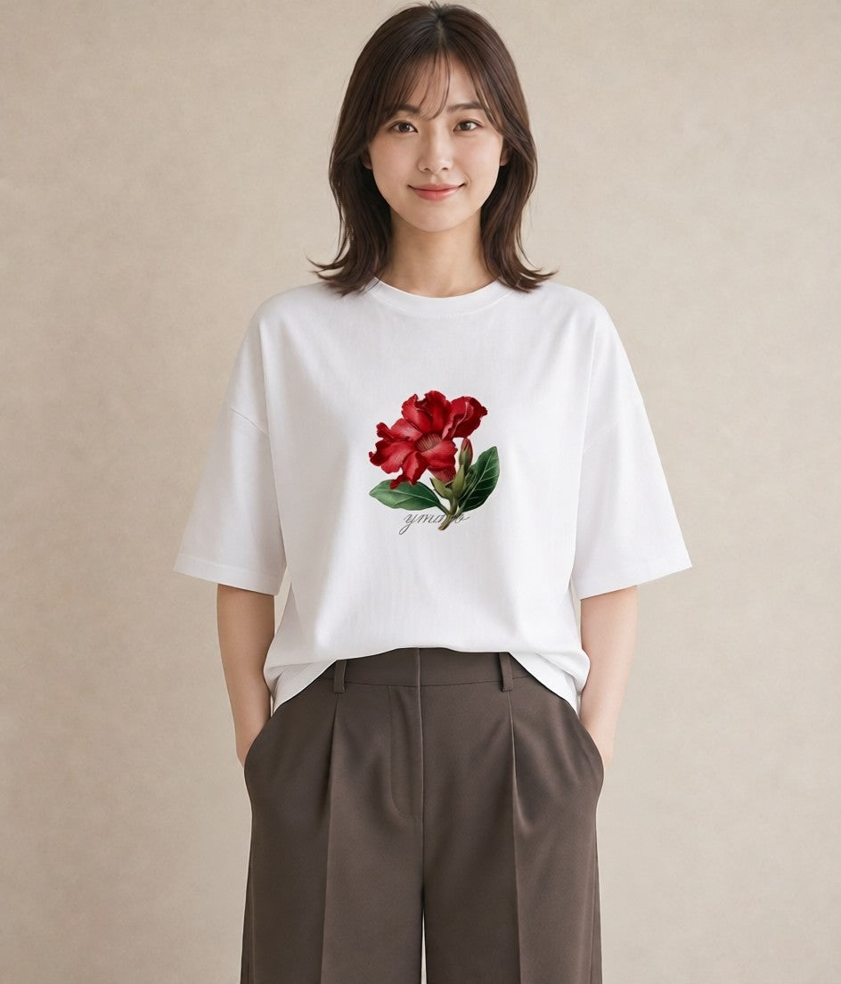 プリントTシャツ レディース カーネーション 花 花柄 イラスト レトロ ホワイトデー 春服 白T