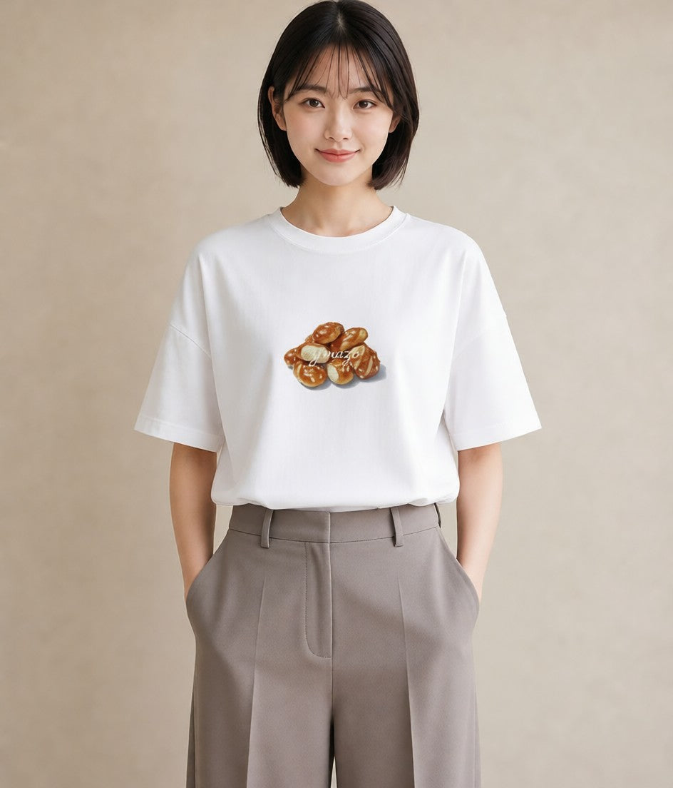 Tシャツ レディース どら焼き 食べ物 フード イラスト お洒落 休日 ペアコーデ 白T YMAZO