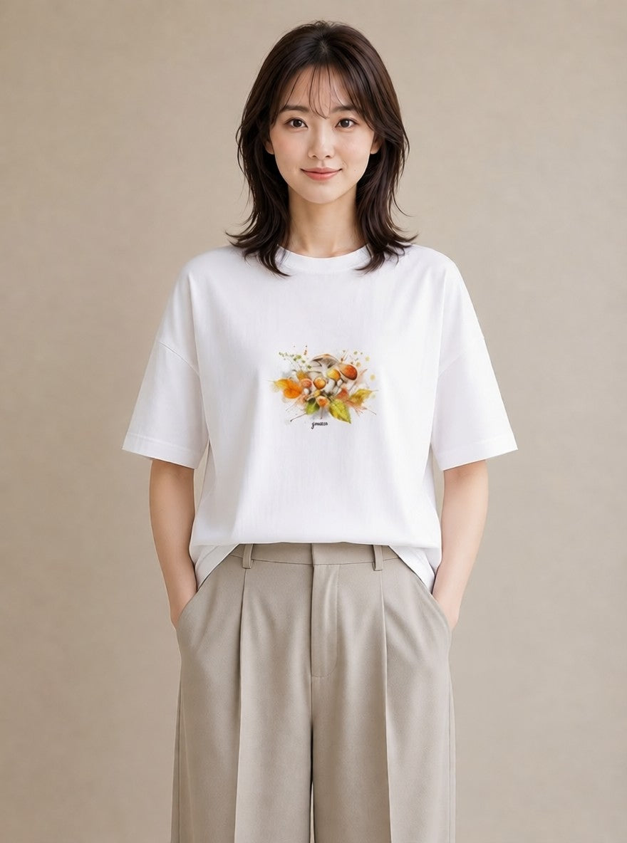 デザインTシャツ レディース 実り 植物 ボタニカル イラスト モード おしゃれギフト 社会人 白T YMAZO