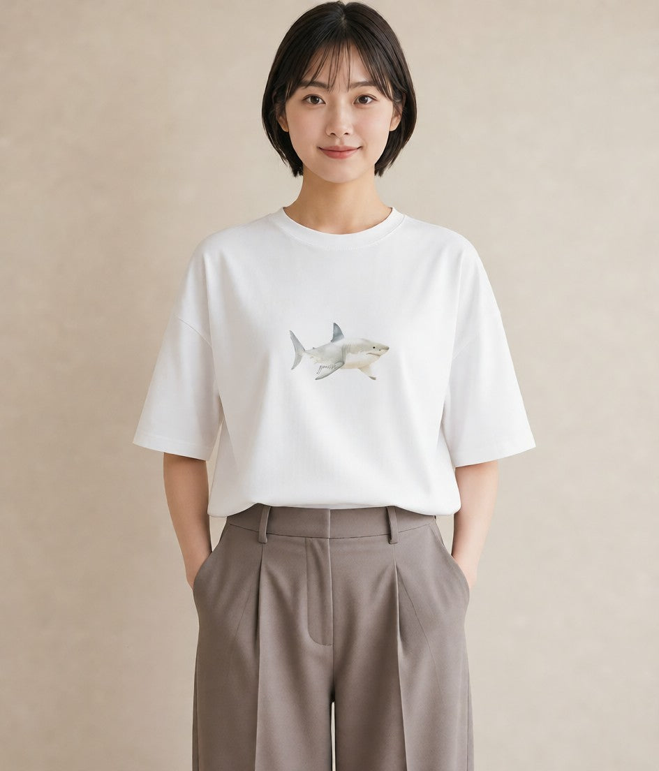 プリントTシャツ レディース マンボウ 海の生き物 海 イラスト ラフカジュアル カフェ巡り 女子会 白T YMAZO