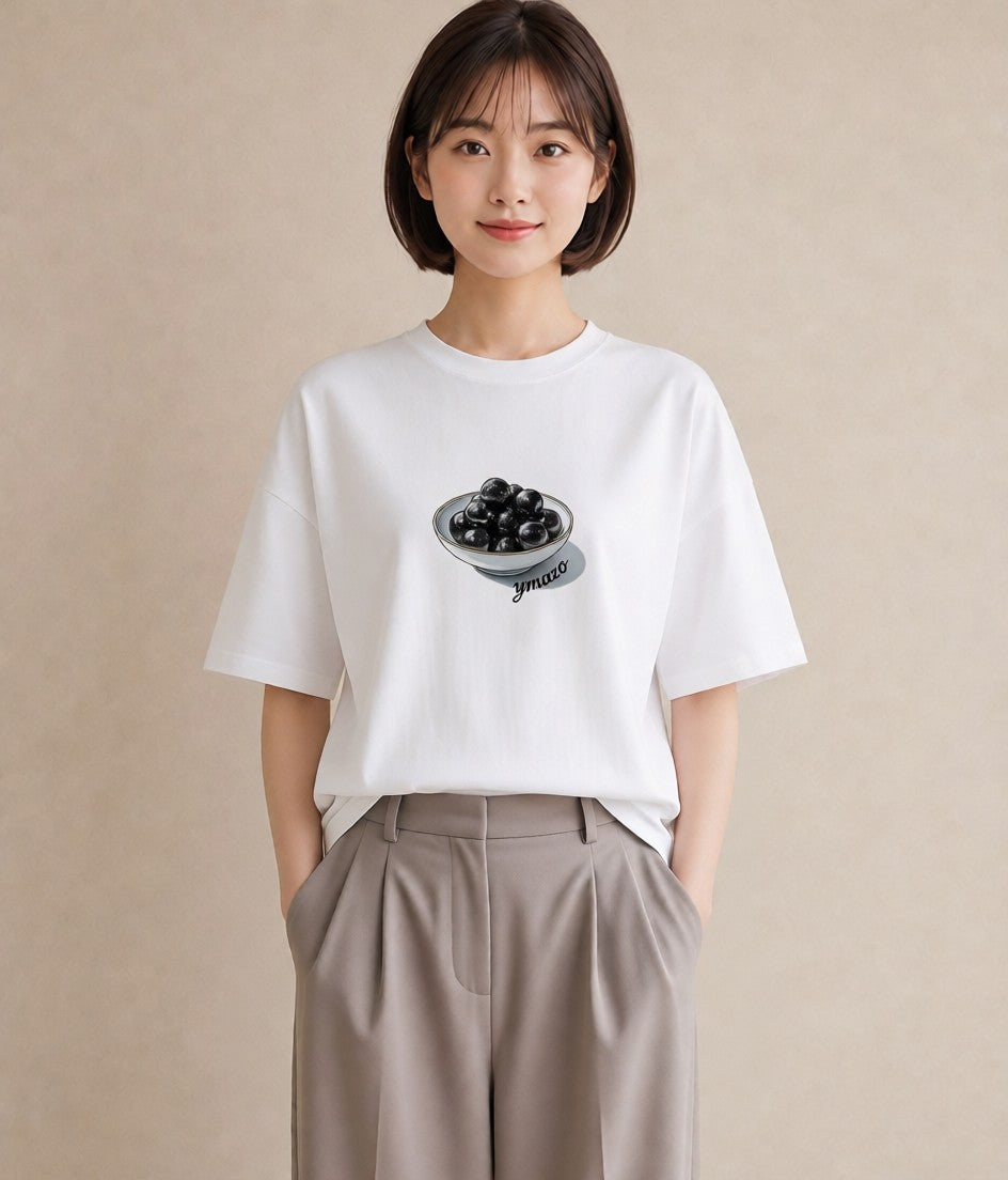 Tシャツ レディース ブルーベリー 食べ物 フード イラスト 淡色 女性向けギフト 散歩 白T YMAZO