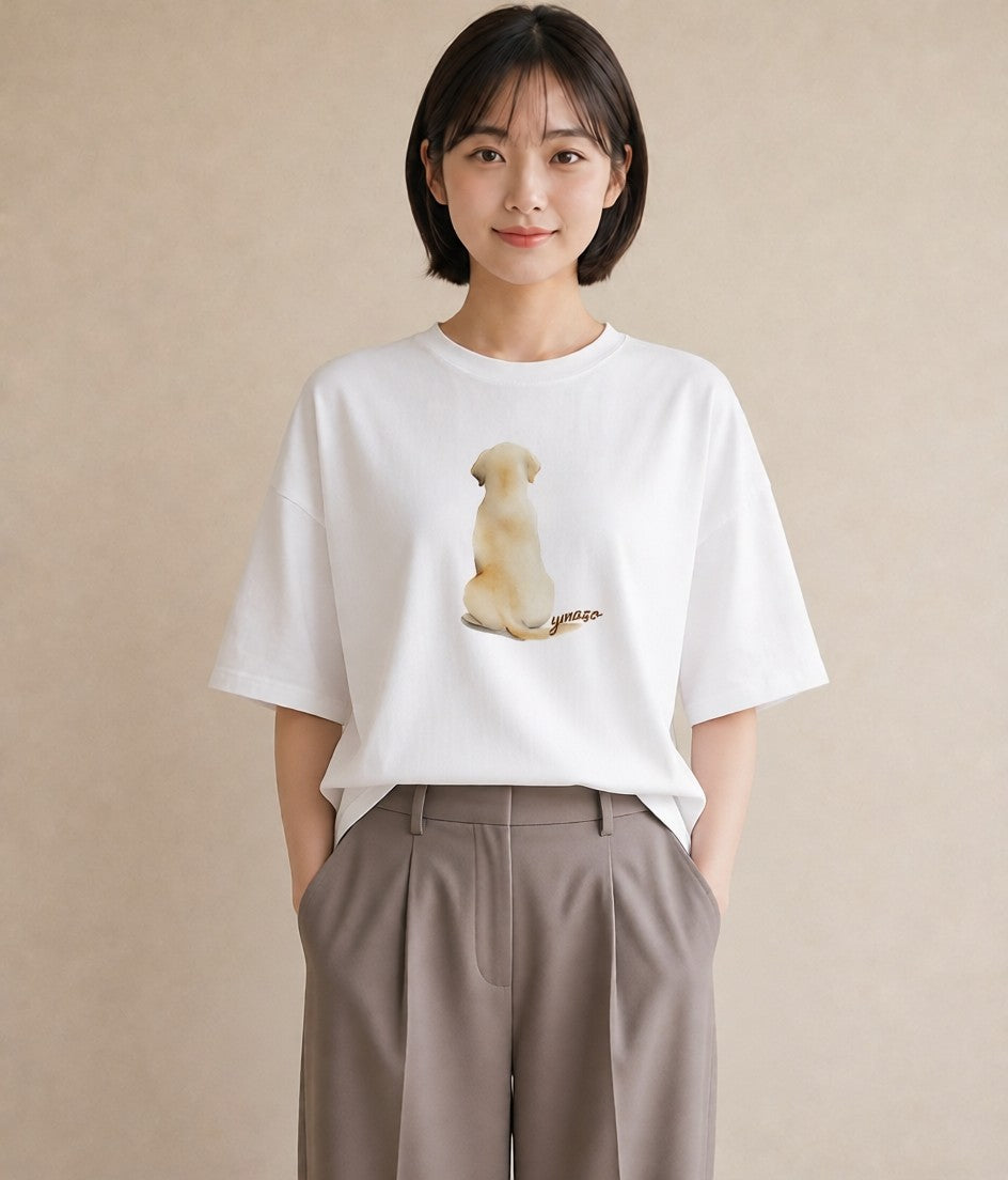 Tシャツ レディース ラブラドールレトリバー 犬 いぬ イラスト モード 女性向けギフト 散歩 白T YMAZO