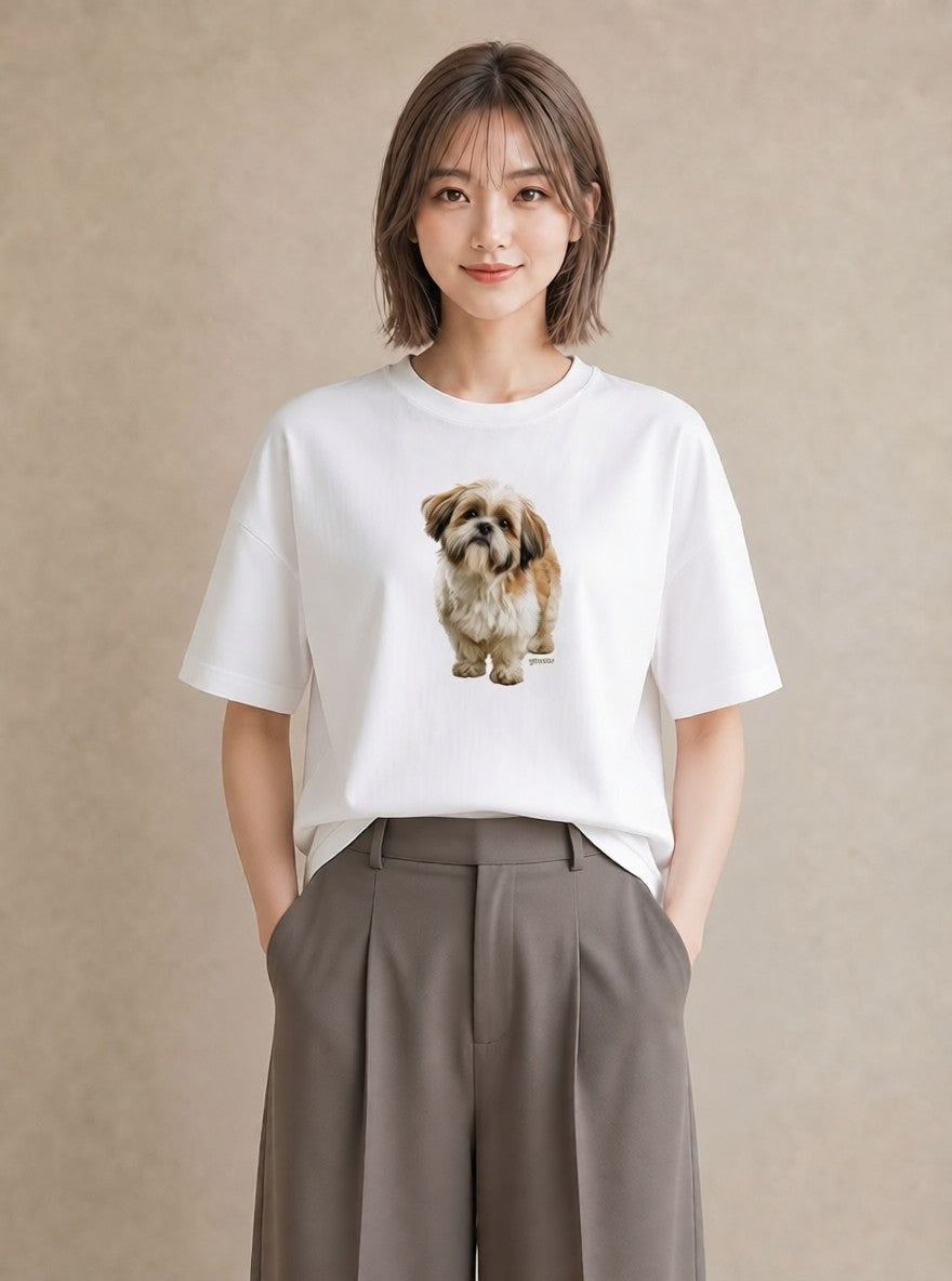 グラフィックTシャツ レディース 狆 犬 いぬ イラスト 敬老の日 ホワイトデー 白T YMAZO