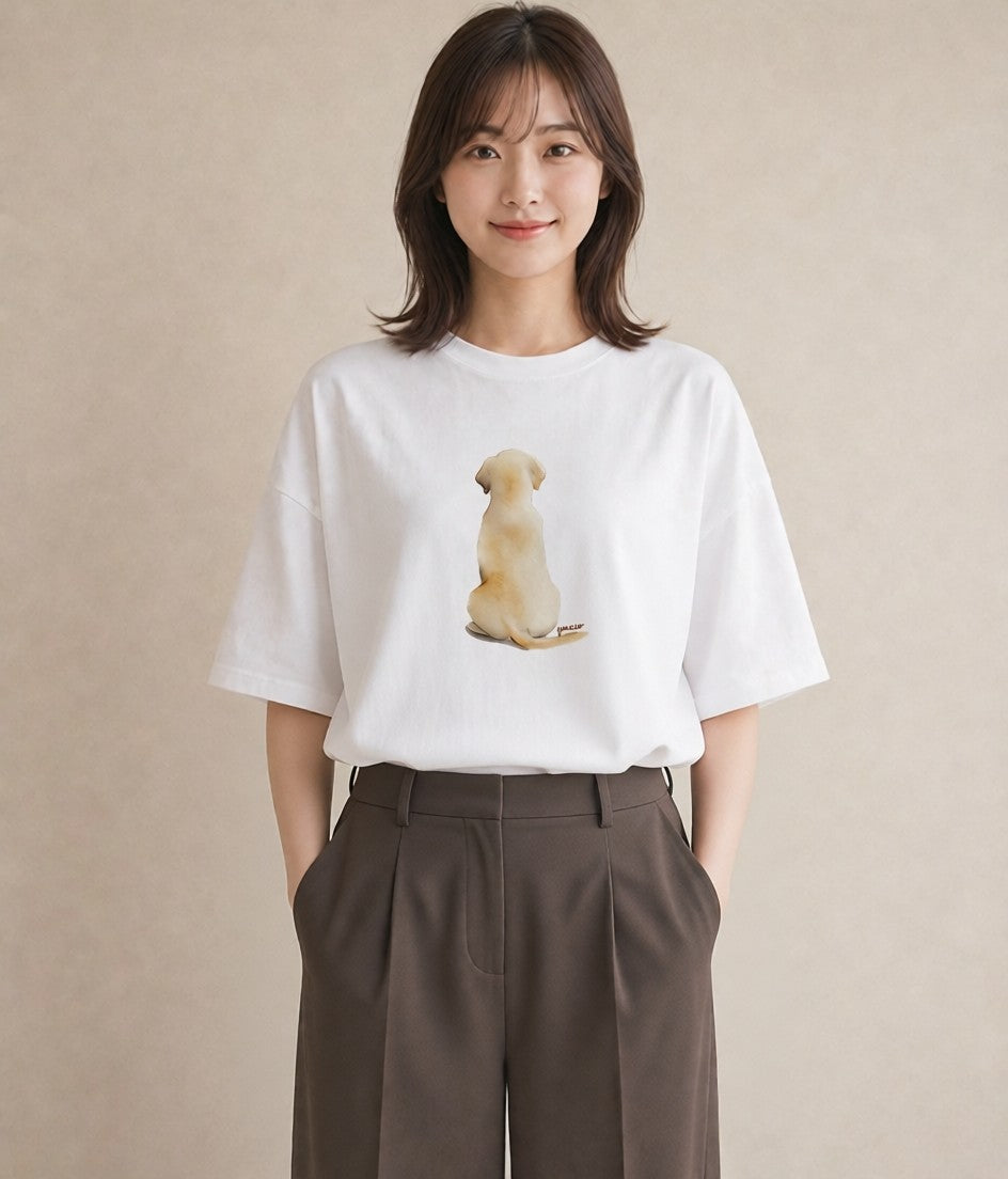 Tシャツ レディース ミックス犬 犬 いぬ イラスト ヴィンテージ風 旅行用 海 白T YMAZO