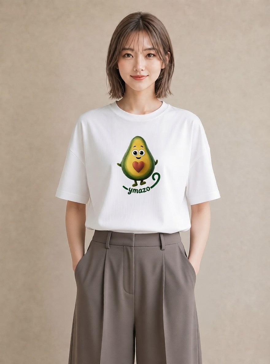 プリントTシャツ レディース アボカド 食べ物 フード イラスト ヴィンテージ風 お揃い 親子 白T YMAZO