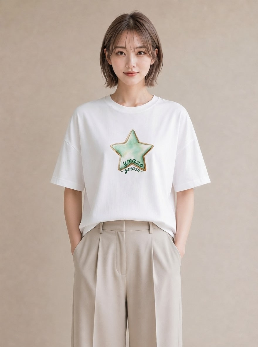 半袖Tシャツ レディース マカロン 食べ物 フード イラスト こなれ感 春服 ミセス 白T YMAZO