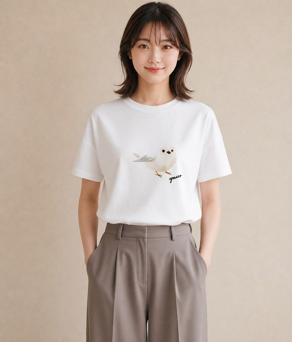 Tシャツ レディース マメルリハ ペット 動物 イラスト 淡色 旅行 母娘コーデ 白T YMAZO