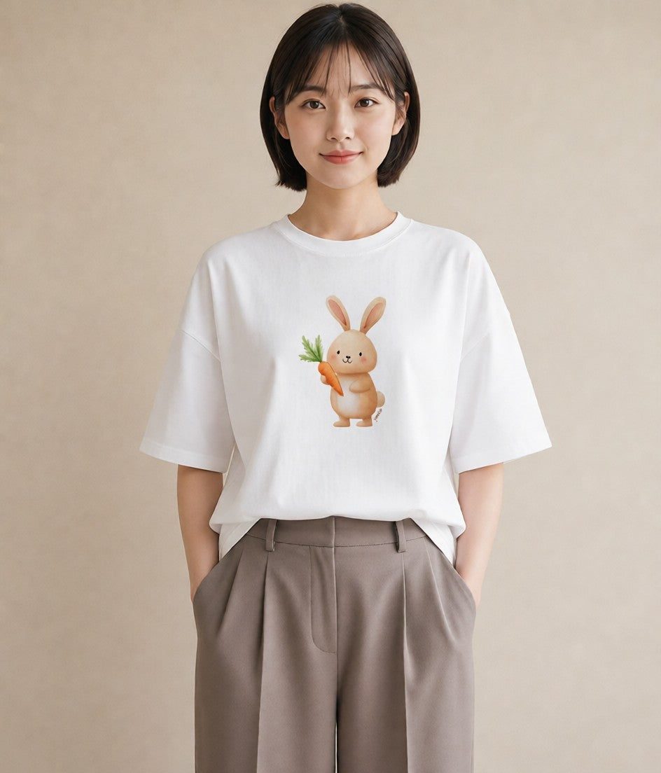 Tシャツ レディース うさちゃん ペット 動物 イラスト おしゃれギフト 社会人 白T YMAZO