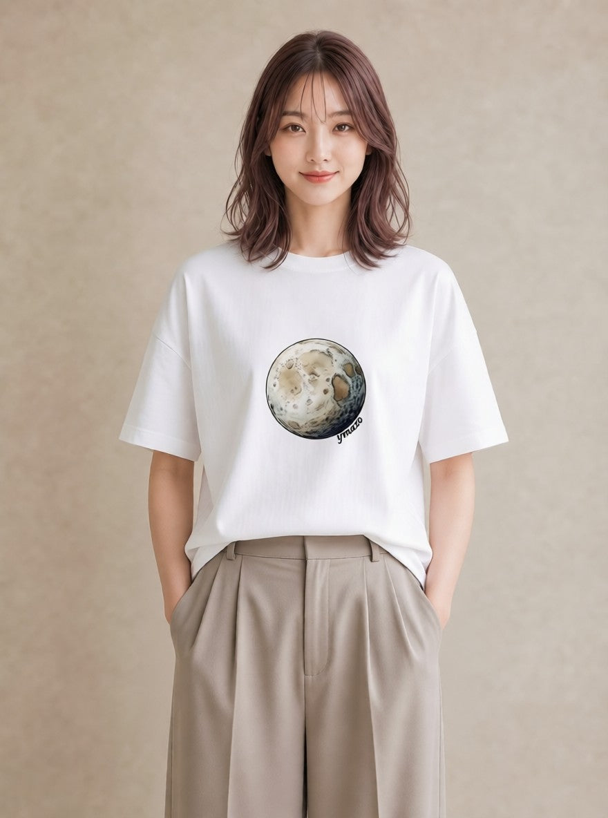 Tシャツ レディース 惑星 星空 宇宙 イラスト 休日コーデ 誕生日プレゼント 綿100 白T YMAZO