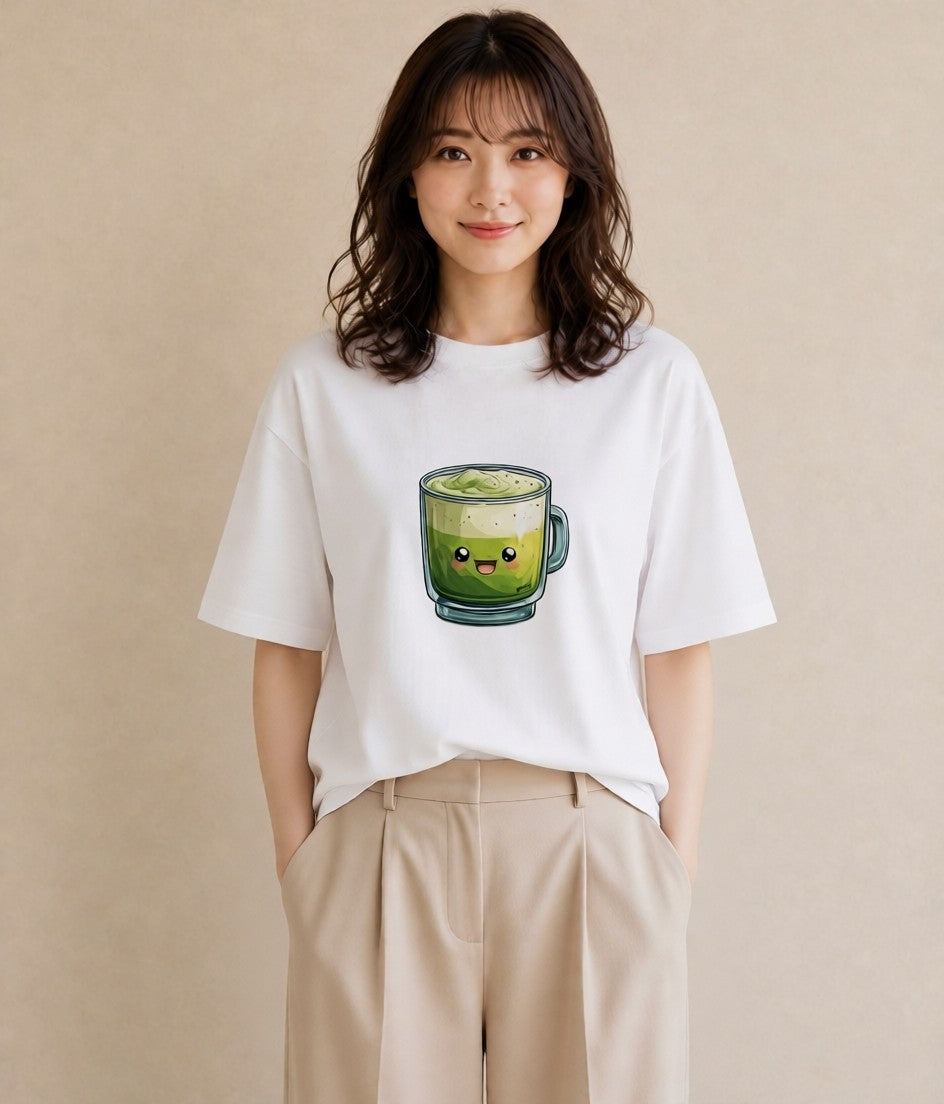プリントTシャツ レディース 抹茶 食べ物 フード イラスト シック 旅行用 海 白T YMAZO