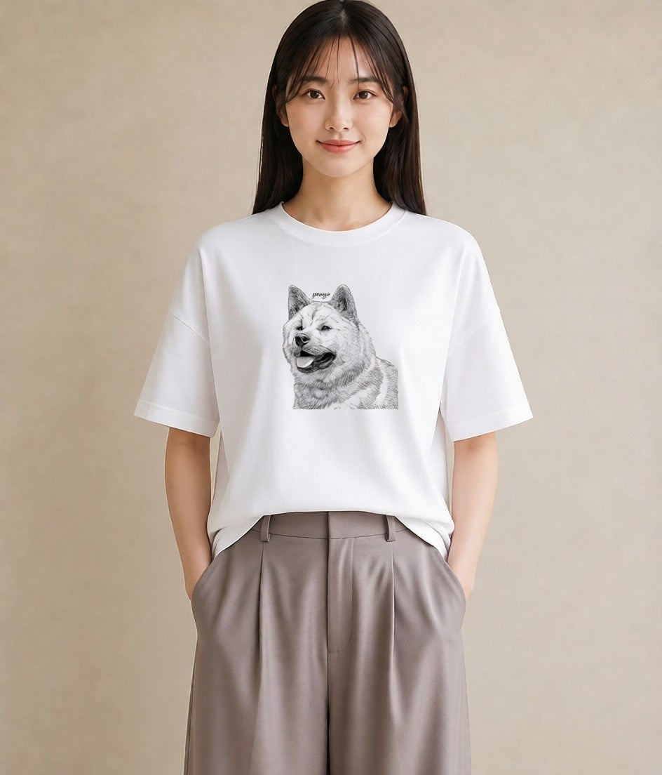 グラフィックTシャツ レディース 柴犬 しばいぬ 犬 いぬ イラスト 北欧風 女性向けギフト 散歩 白T YMAZO
