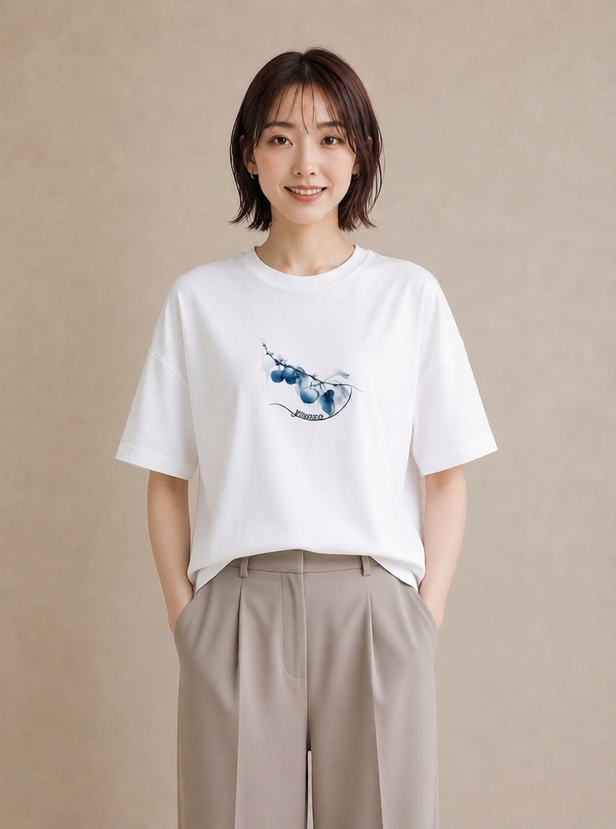 Tシャツ レディース 夕暮れ バルコニー 夕焼け ナチュラル アンティーク イラスト ラフカジュアル 女子会 お揃い 白T YMAZO